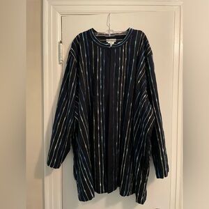 Ulla Popken Cotton Multicolor Embroidered Stripe Open Lagenlook Jacket 28/30